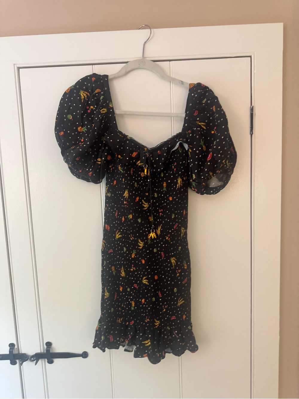 FARM Rio Black Mini Dress with Yellow & Red Floral Print